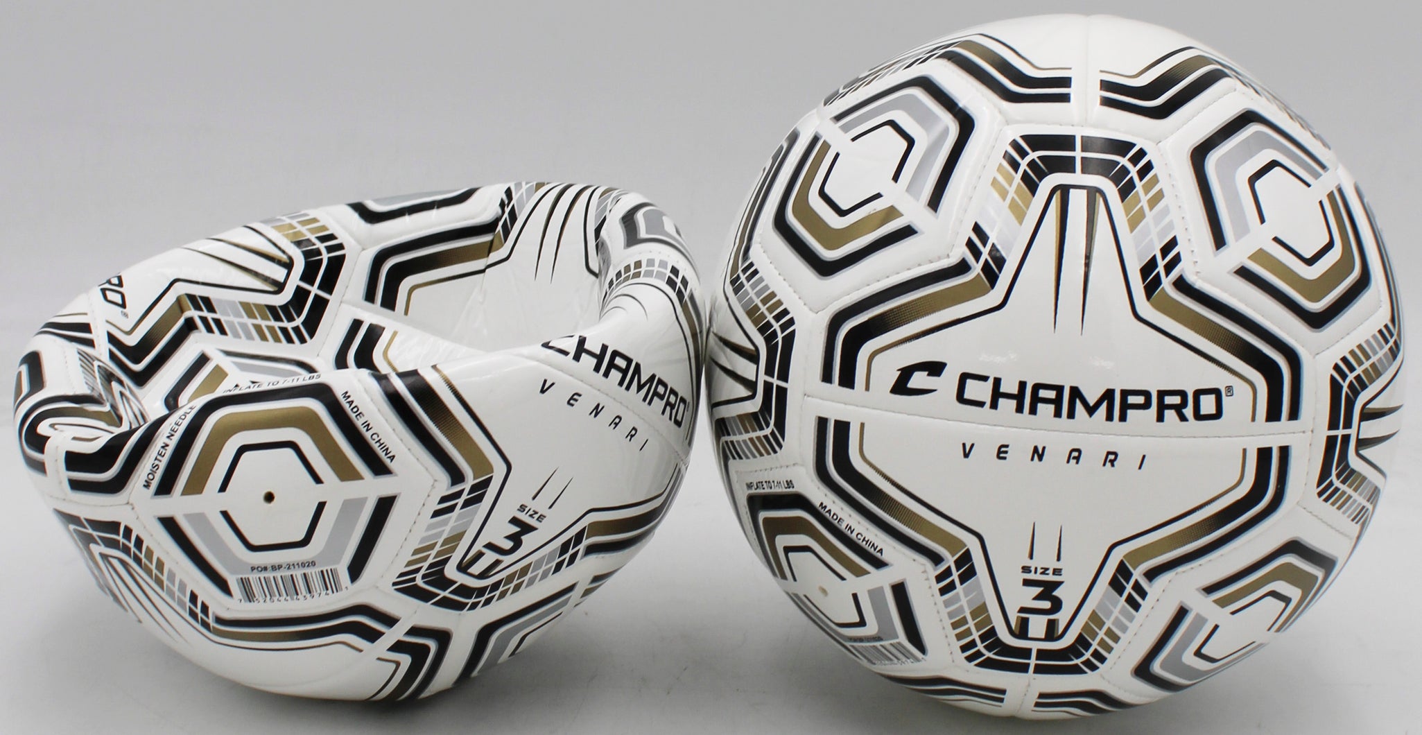 VENARI 20 Panel Soccer Ball #3 BLACK SILVER VEGAS GOLD