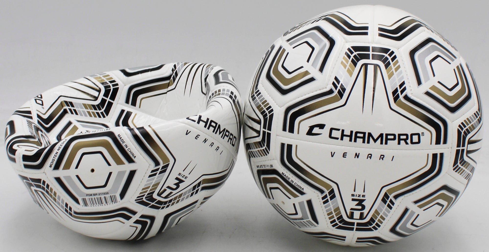 VENARI 20 Panel Soccer Ball #3 BLACK SILVER VEGAS GOLD