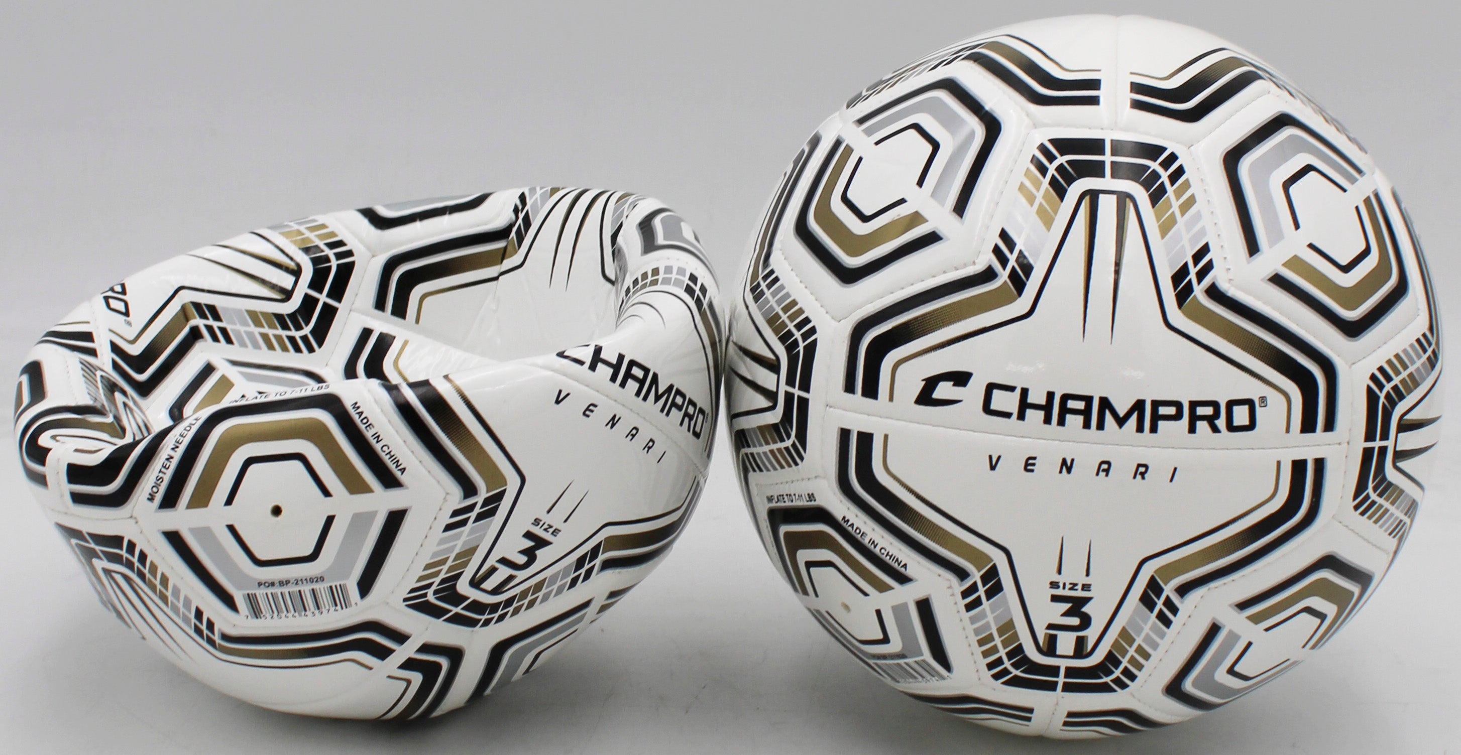 VENARI 20 Panel Soccer Ball #3 BLACK SILVER VEGAS GOLD