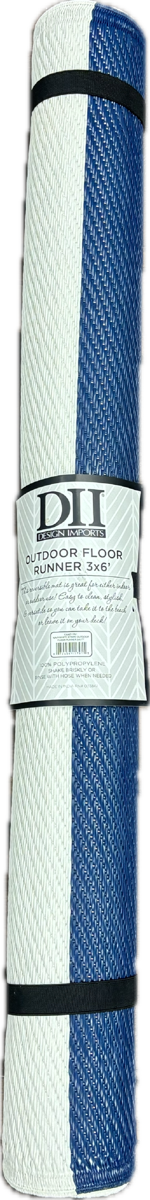 4X6 FT OUTDOOR RUG - NAVY & WHITE RUGBY STRIPE
