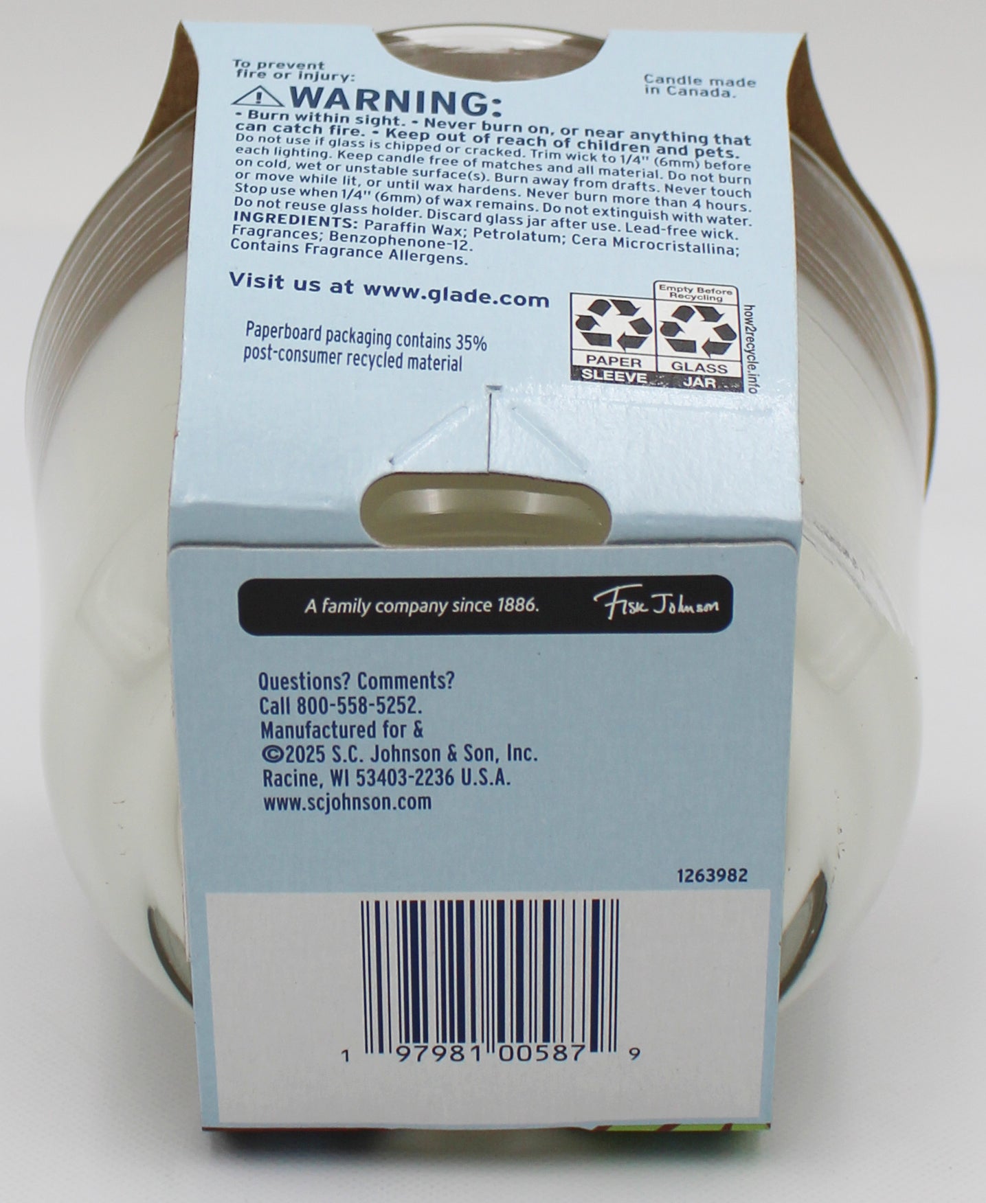 GLADE 3-WICK CANDLE COCONUT WATER & BEACH GRASS 6.8oz US