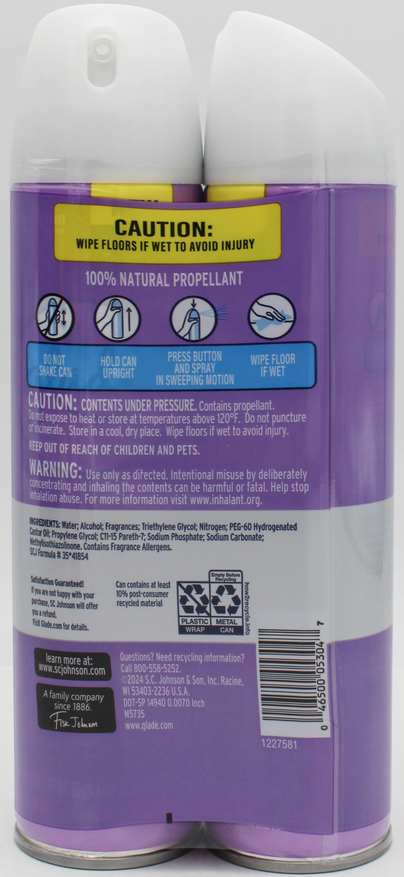 GLADE AEROSOL SPRAY LAVENDER + VANILLA 2ct 8oz US