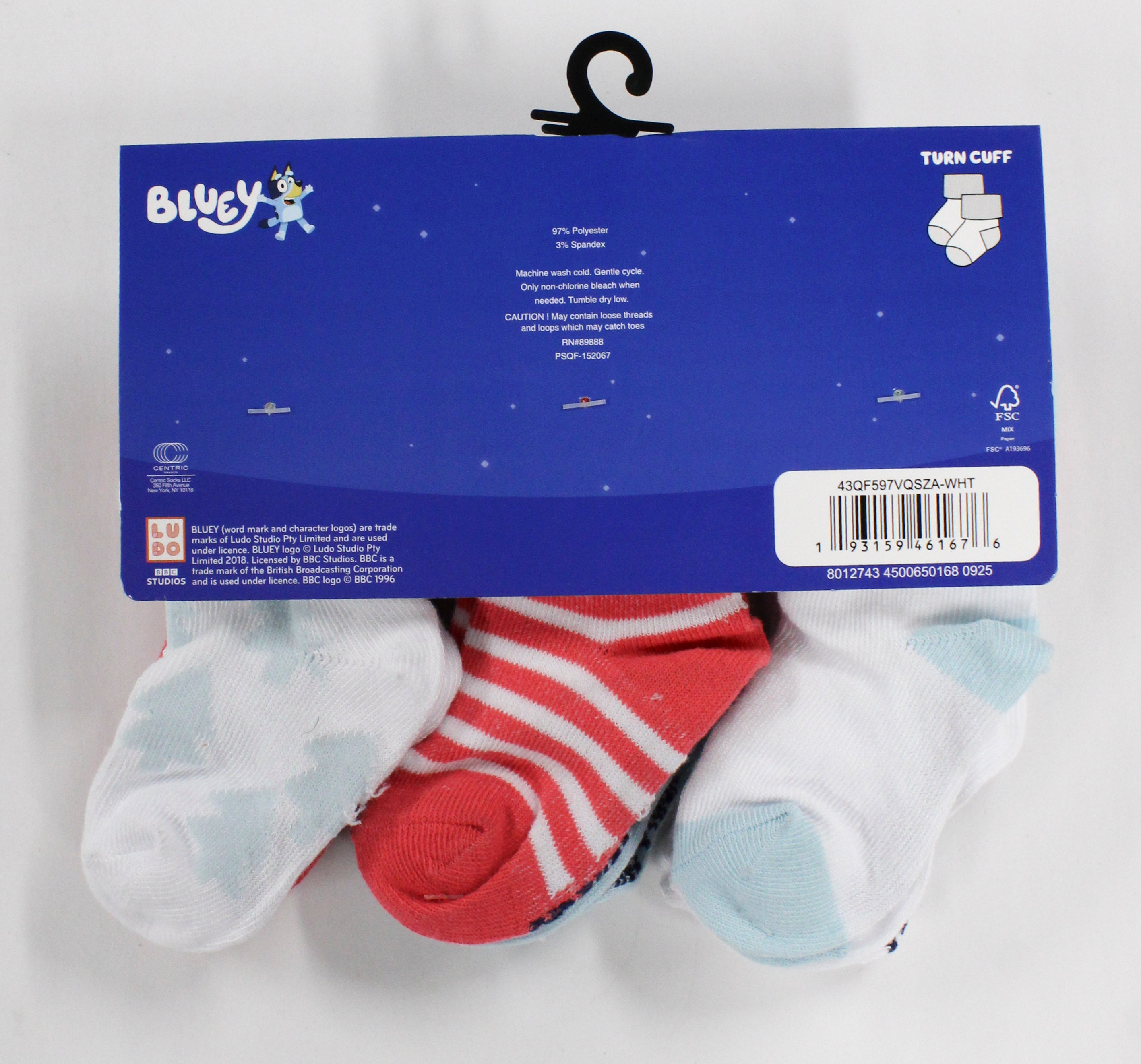 6pk 12-24 BLUEY CHRISTMAS TURN CUFF SOCKS