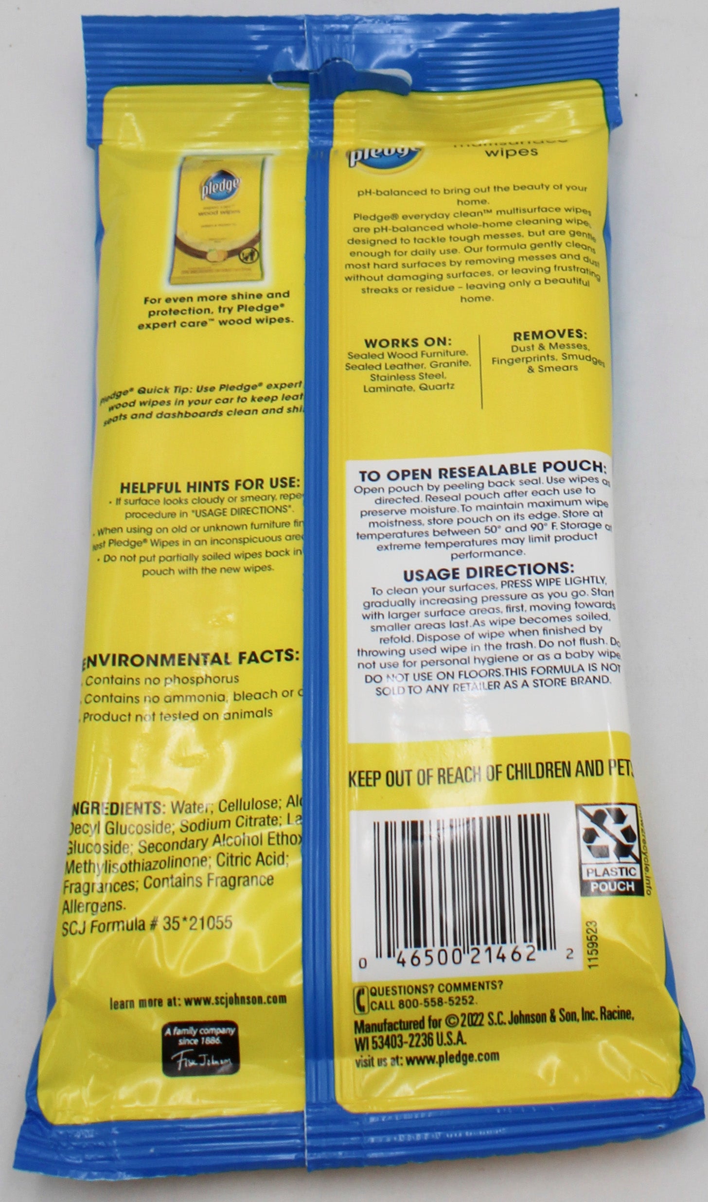 PLEDGE MULTISURFACE WIPES 25ct US