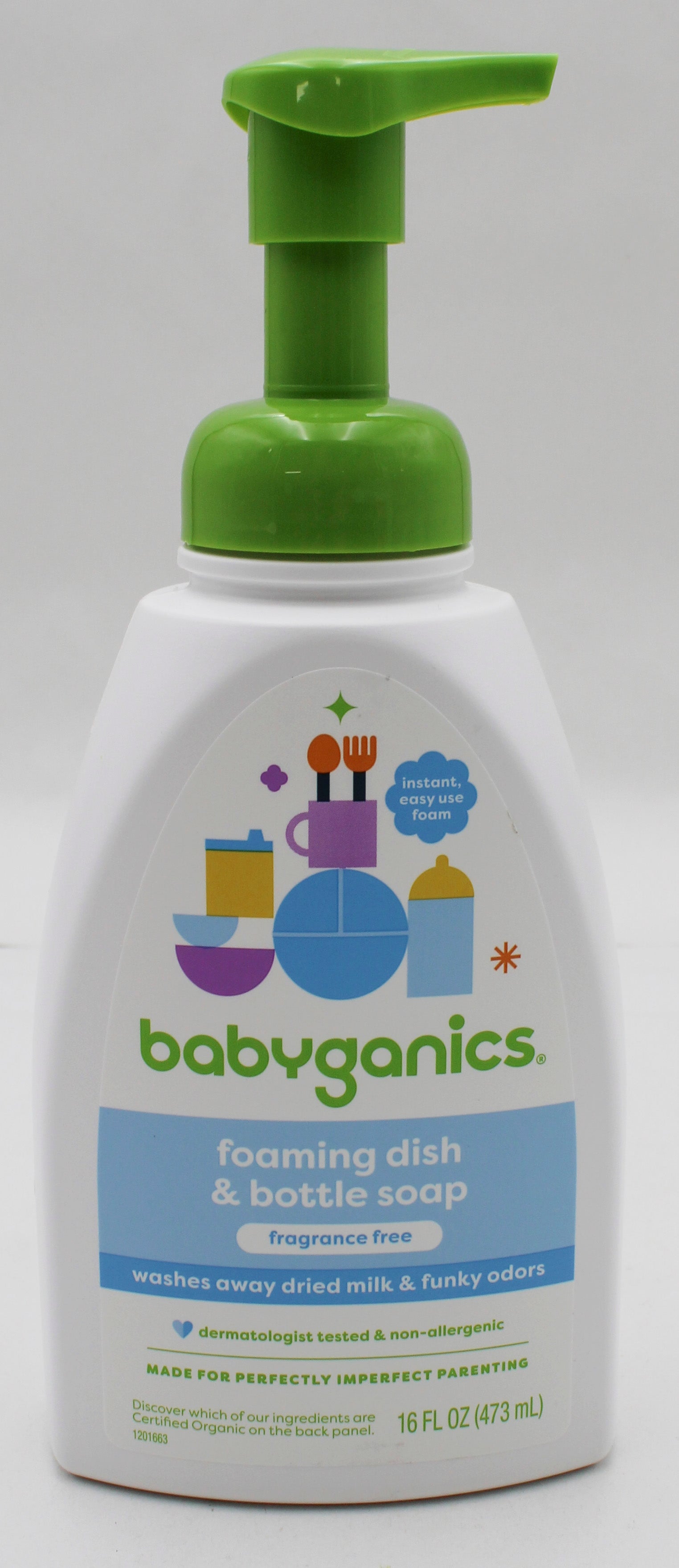 BABYGANICS FOAMING DISH SOAP FRAGRANCE FREE 16oz US.