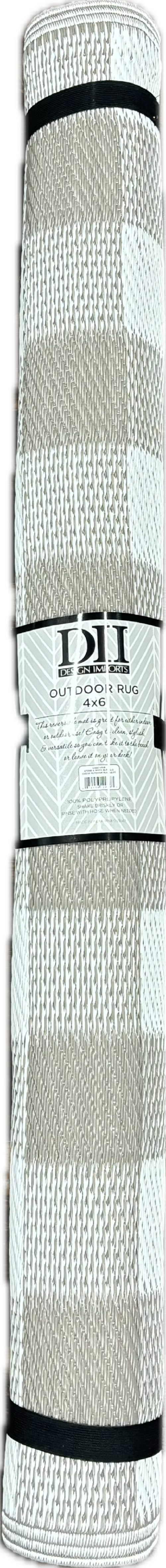 4X6 FT BUFFALO OUTDOOR RUG - CHECK STONE & WHITE