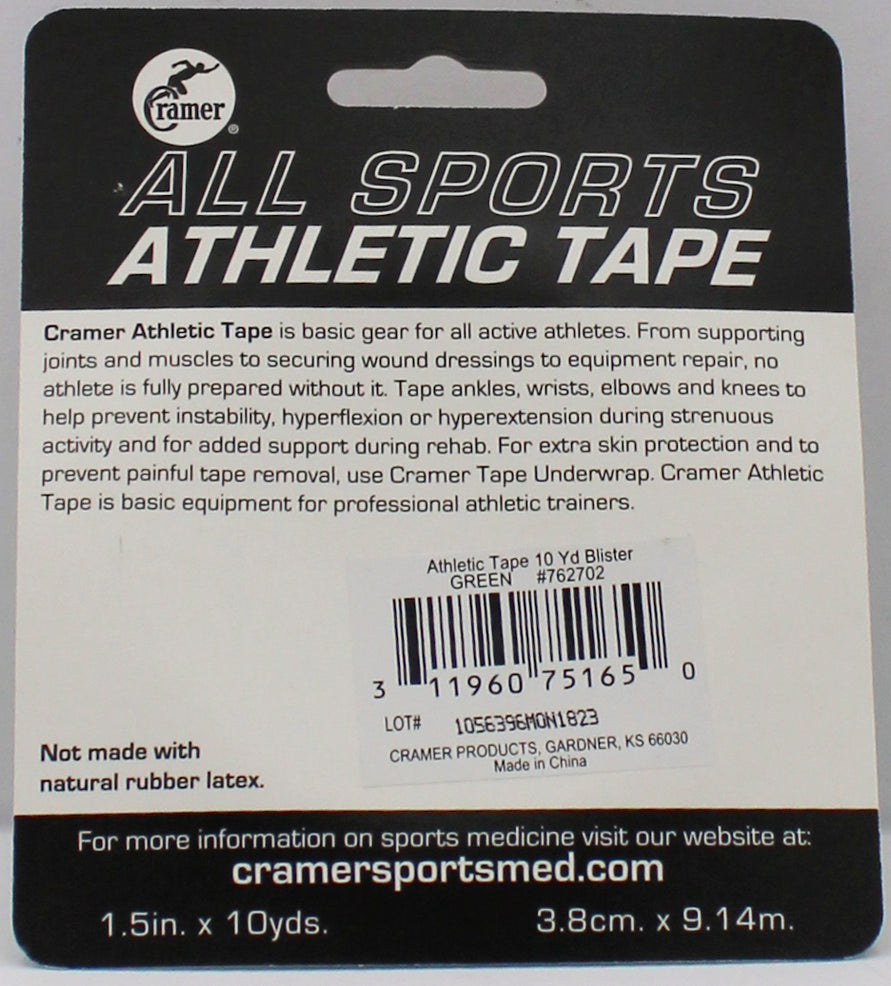 CRAMER ATHLETIC TAPE 1 1/2" X 10YD, GREEN