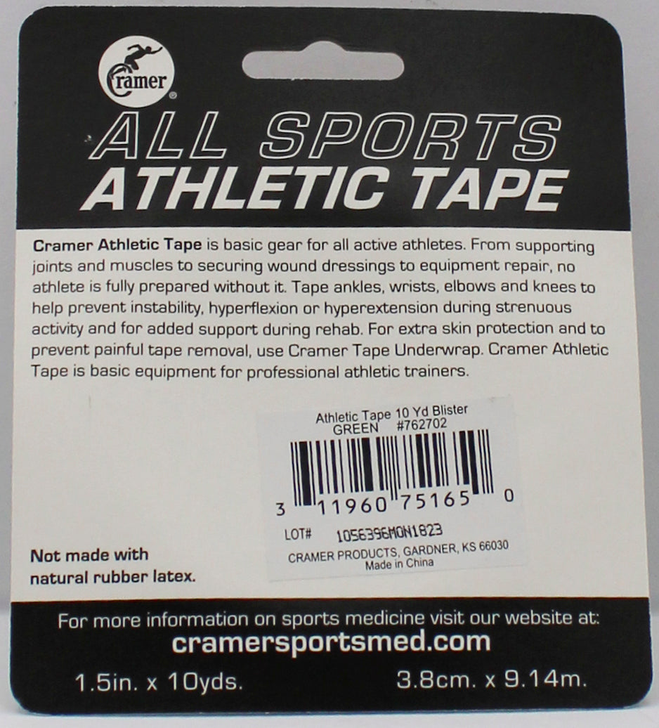 CRAMER ATHLETIC TAPE 1 1/2" X 10YD, GREEN