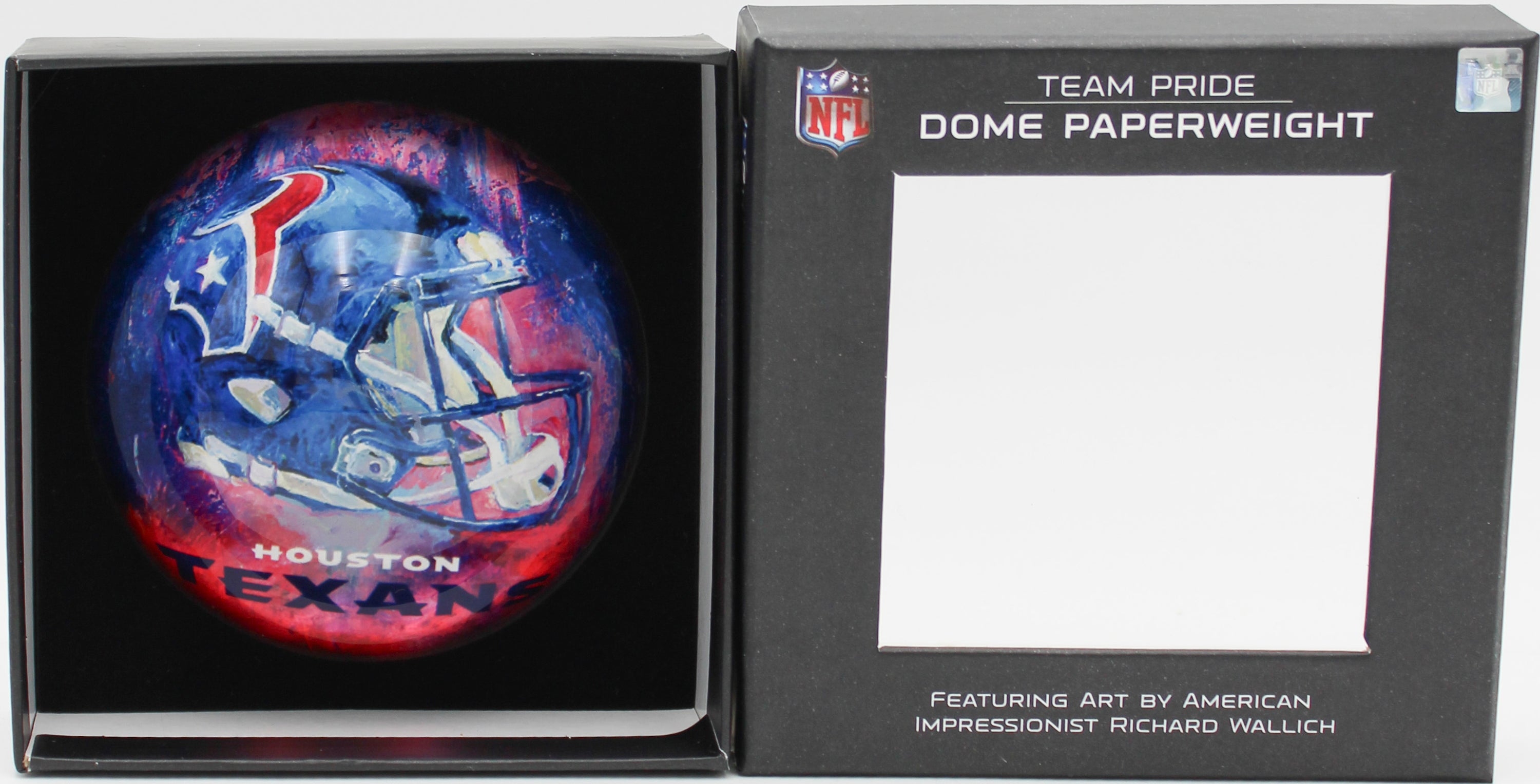 HOUSTON TEXANS GLASS DOME PAPERWEIGHT 4"