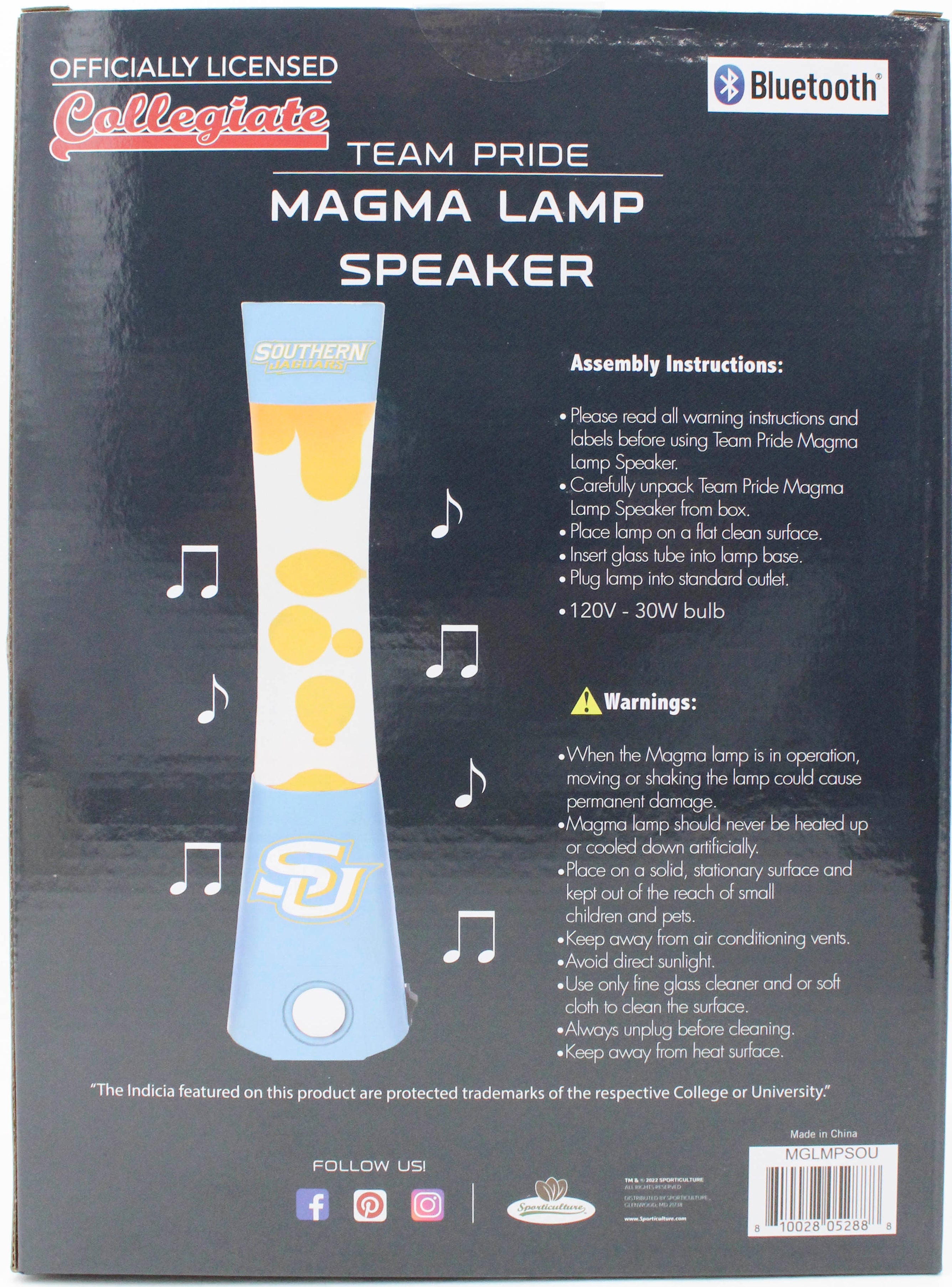 NCAA SOUTHERN JAGUARS LAVA LAMP SPEAKER -16.5"