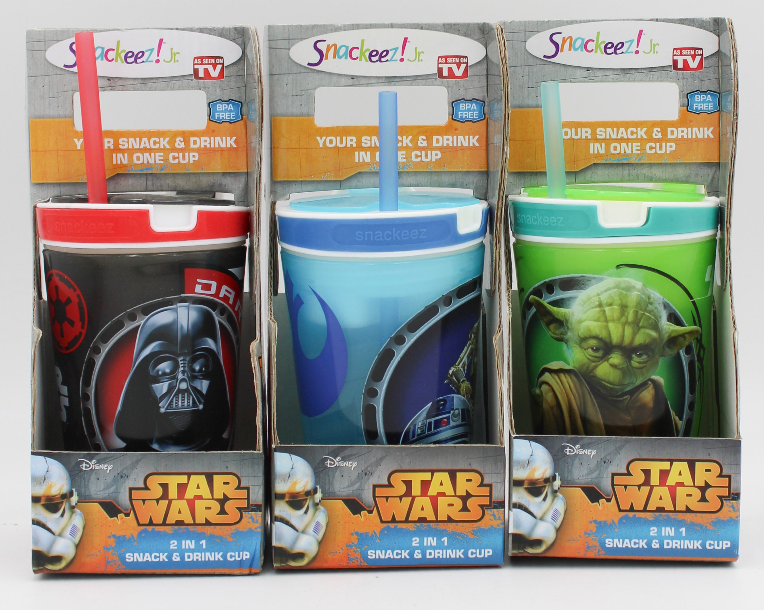 ASTV SNACKEEZ JR STAR WARS . 2-IN-1 SNACK & DRINK 8OZ. CUP  ASSORTED NI.