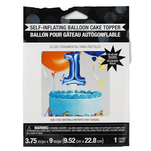 SELF INFLATING BALLOON CAKE TOPPER #1-BLUE