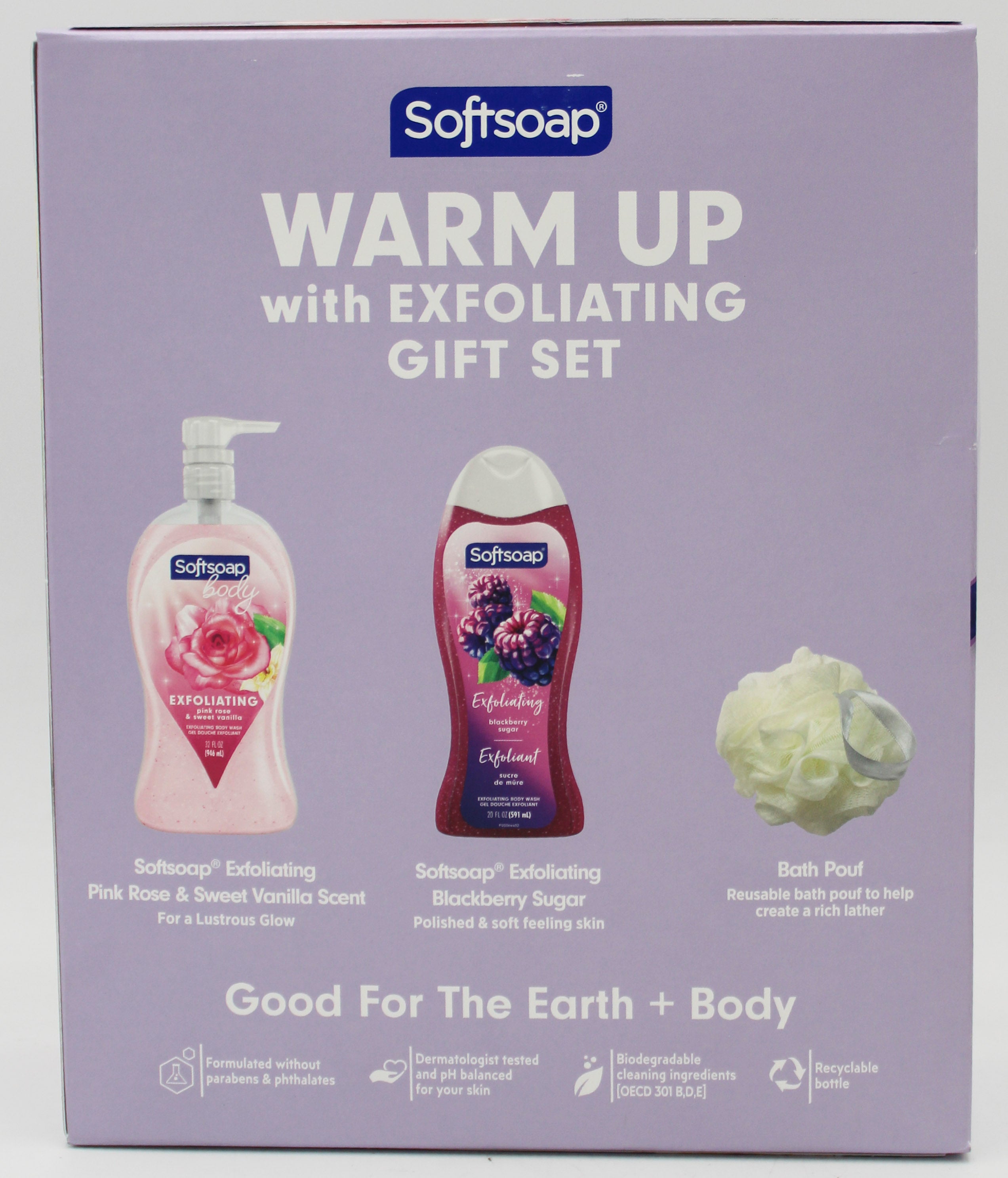 SOFTSOAP BODY WASH EXFOLIATING GIFT SET 2pc W/ LOOFAH NI