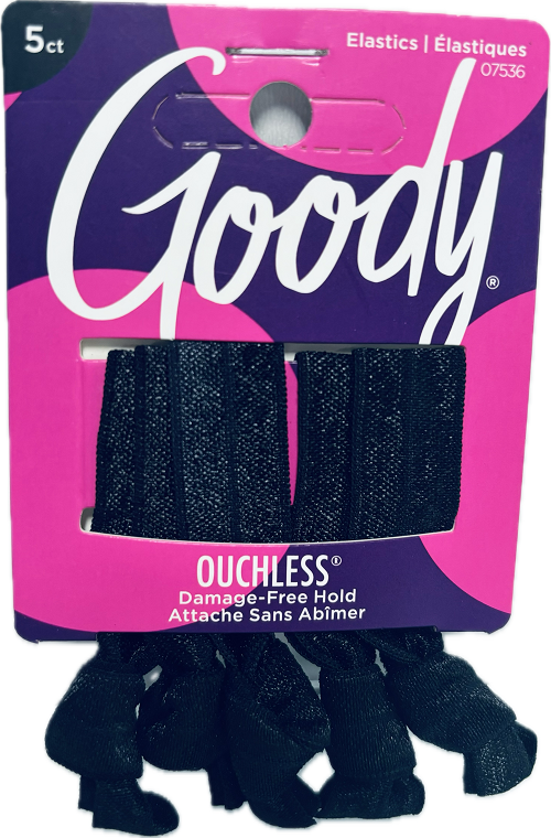 GOODY OUCHLESS RIBBON ELASTICS 5CT BLACK NI