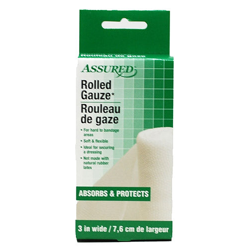 ASSURED ROLLED GAUZE 3" WIDE.