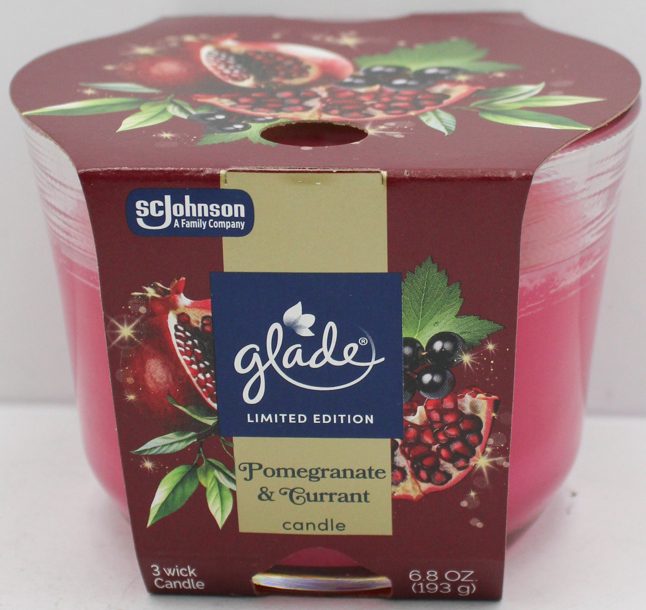 GLADE 3-WICK CANDLE POMEGRANATE & CURRANT 6.8oz US