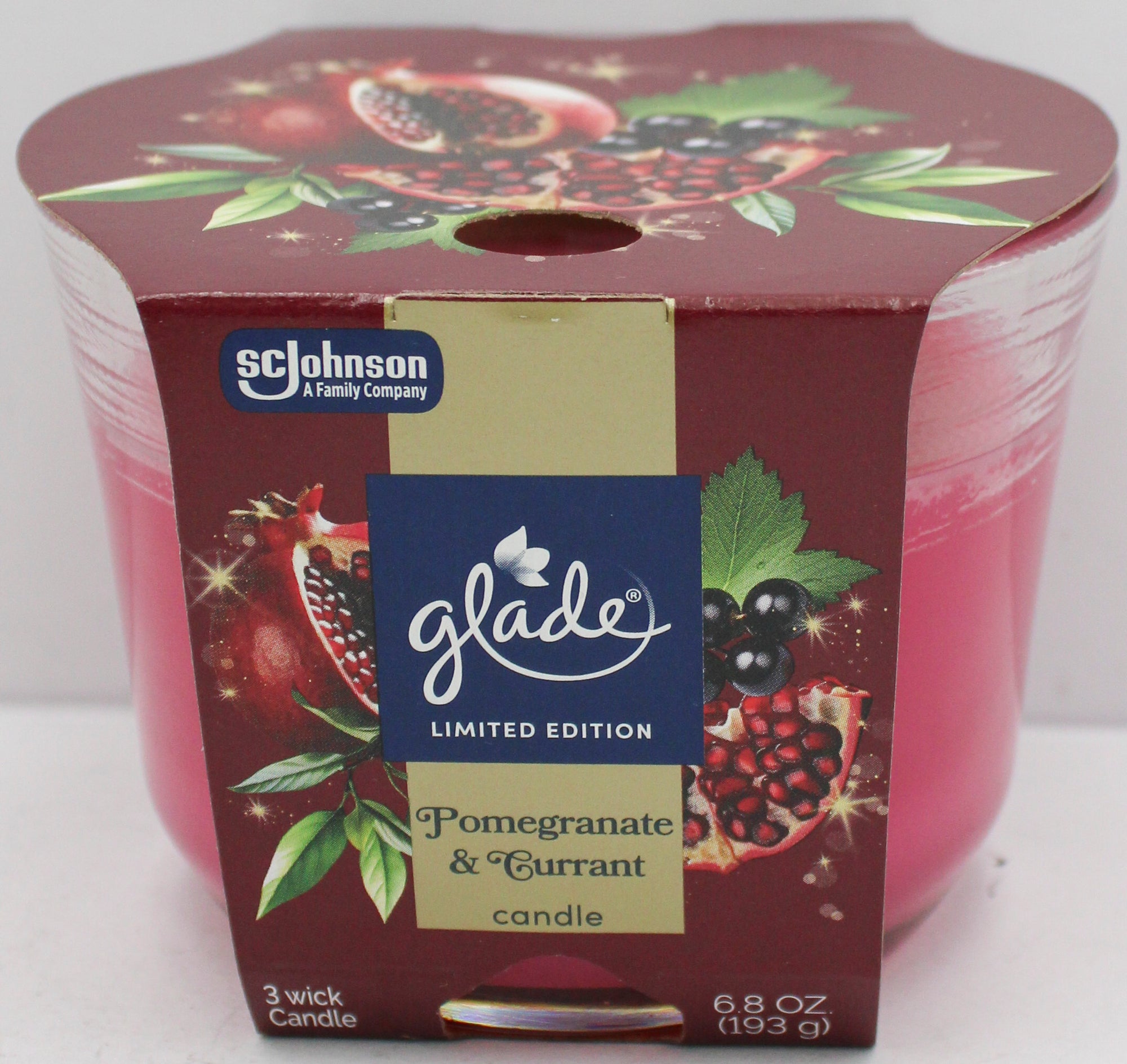 GLADE 3-WICK CANDLE POMEGRANATE & CURRANT 6.8oz US