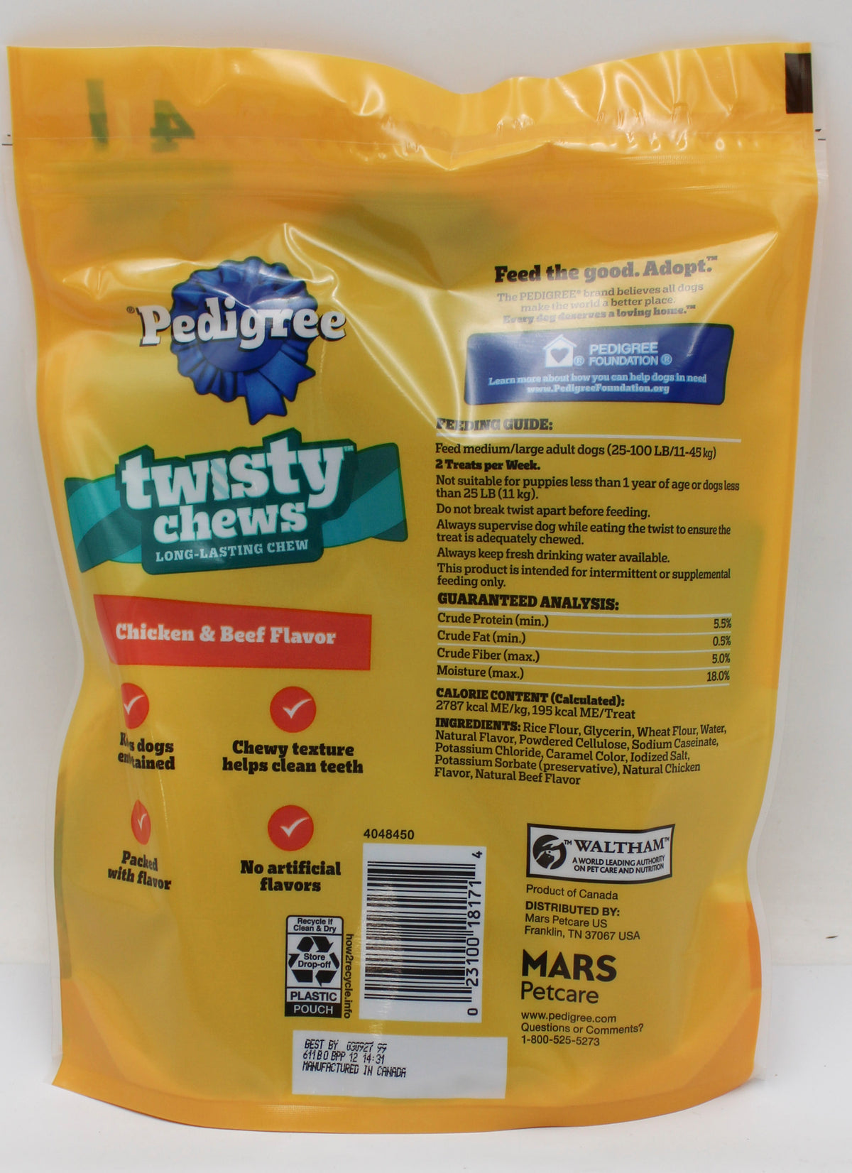 PEDIGREE TWISTY CHEWS MIXED MEDIUM/LARGE 9.17oz BB 3/9/2027