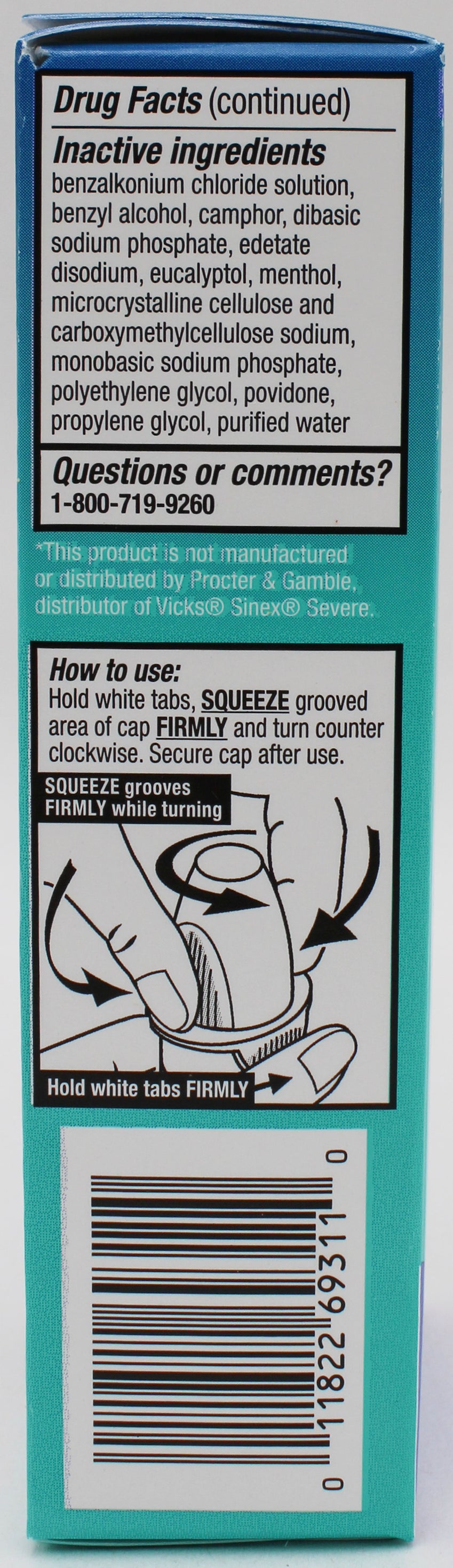 RITE AID 12HR SEVERE NASAL RELIEF SPRAY PUMP MENTHOL 1oz EXP 1/31/2027 COMPARES TO Afrin