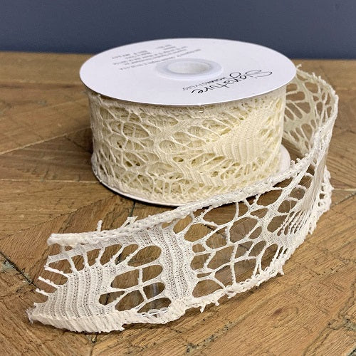 CREAM LACE RIBBON 10'L x 2.25"W