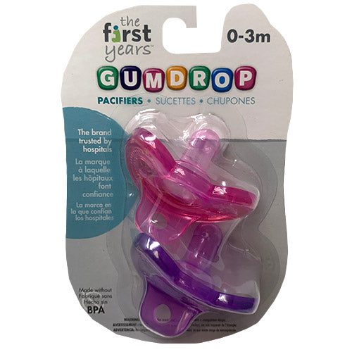 GUMDROP PACFIER 2CT(0-3MO)GIRL ASST