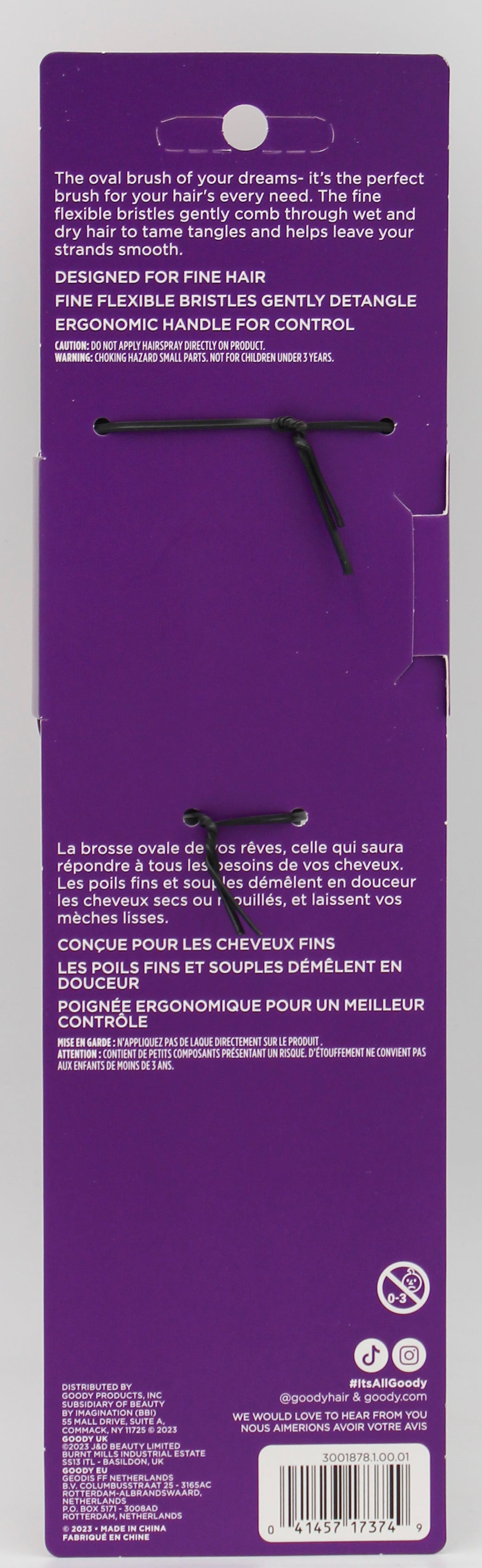 GOODY CUSTOM STYLE OVAL BRUSH FINE 1ct NI