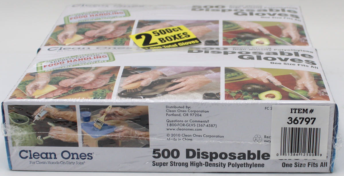 2PK 500CT POLY GLOVES (1000 TOTAL)