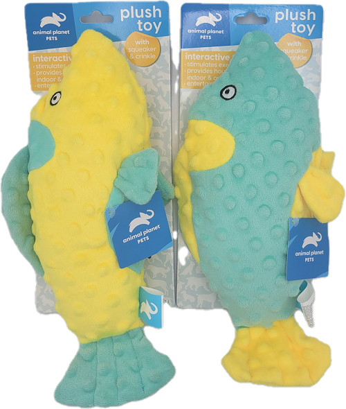 ANIMAL PLANET FISH PLUSH TOY YELLOW/AQUA