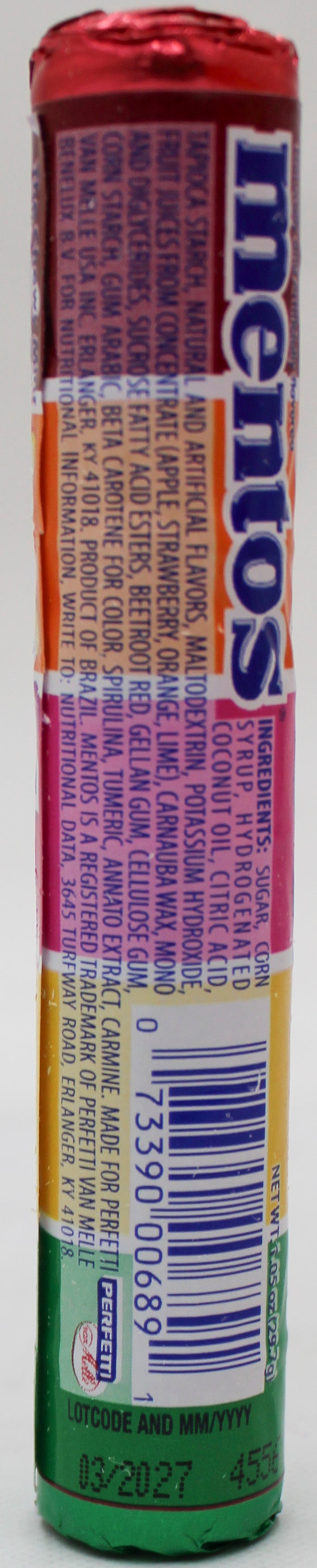 MENTOS CHEWY MINTS, RAINBOW, 11-PIECE ROLL BB 3/30/27 NI