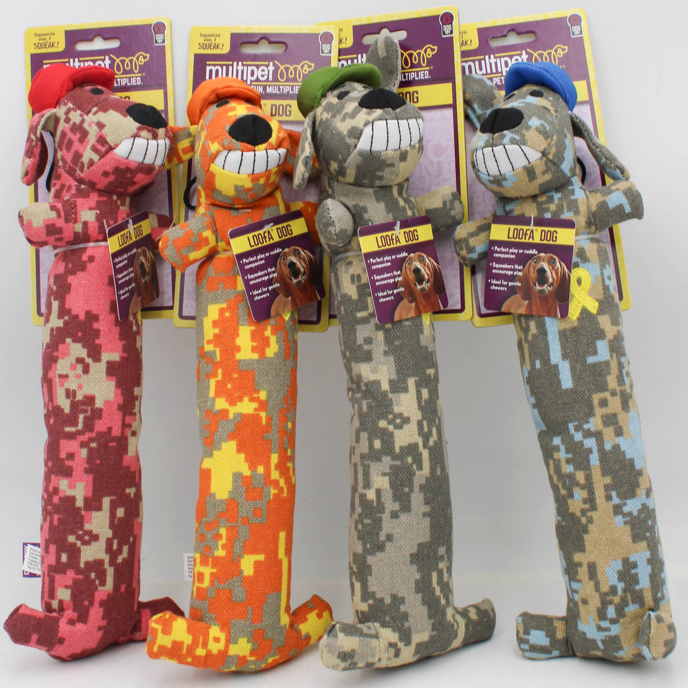 MULTIPET LOOFA SUPPORT TROOP DOG TOY - 12"
