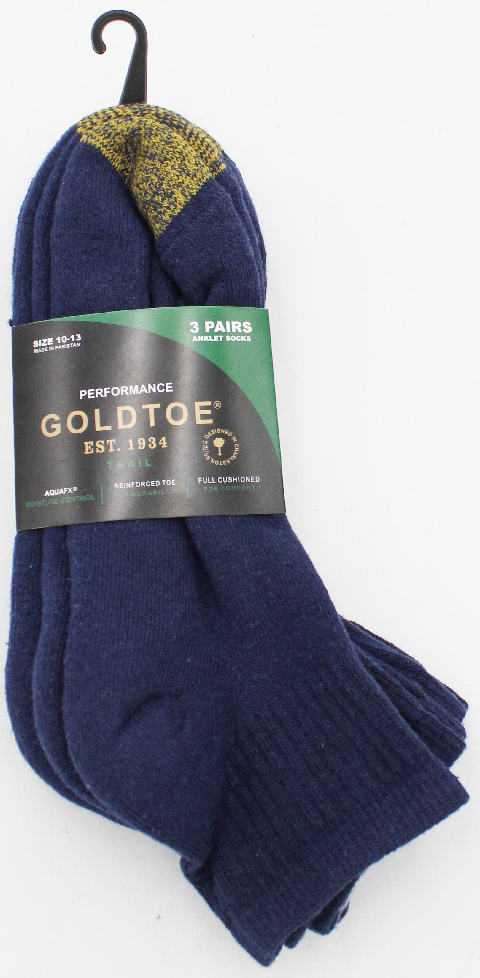 GOLDTOE 3PK MENS ANKLE SOCKS BLUE SZ 10-13 NI