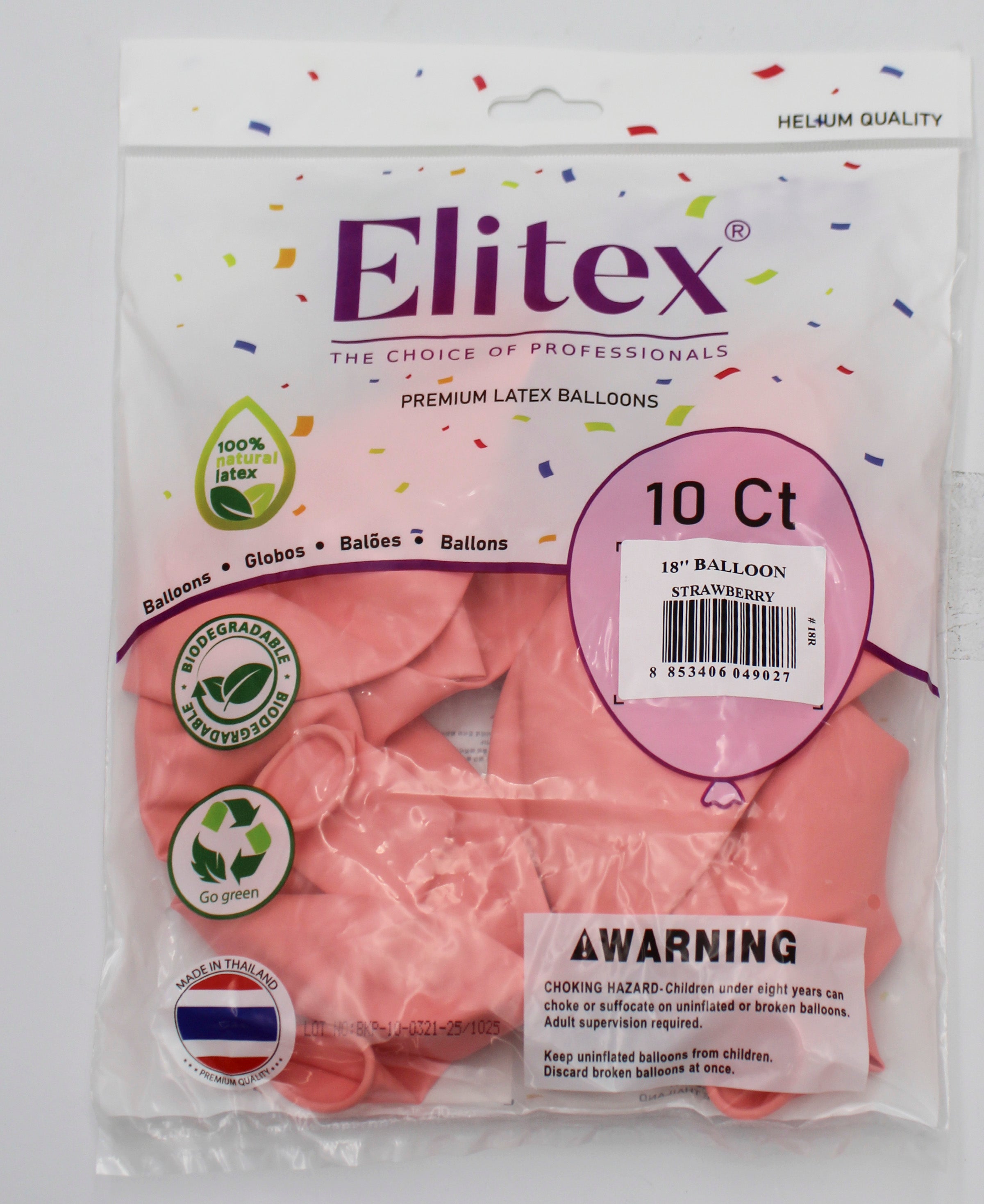 ELITEX 18" SMOOTHIE STRAWBERRY ROUND BALLOON, 10 PACK