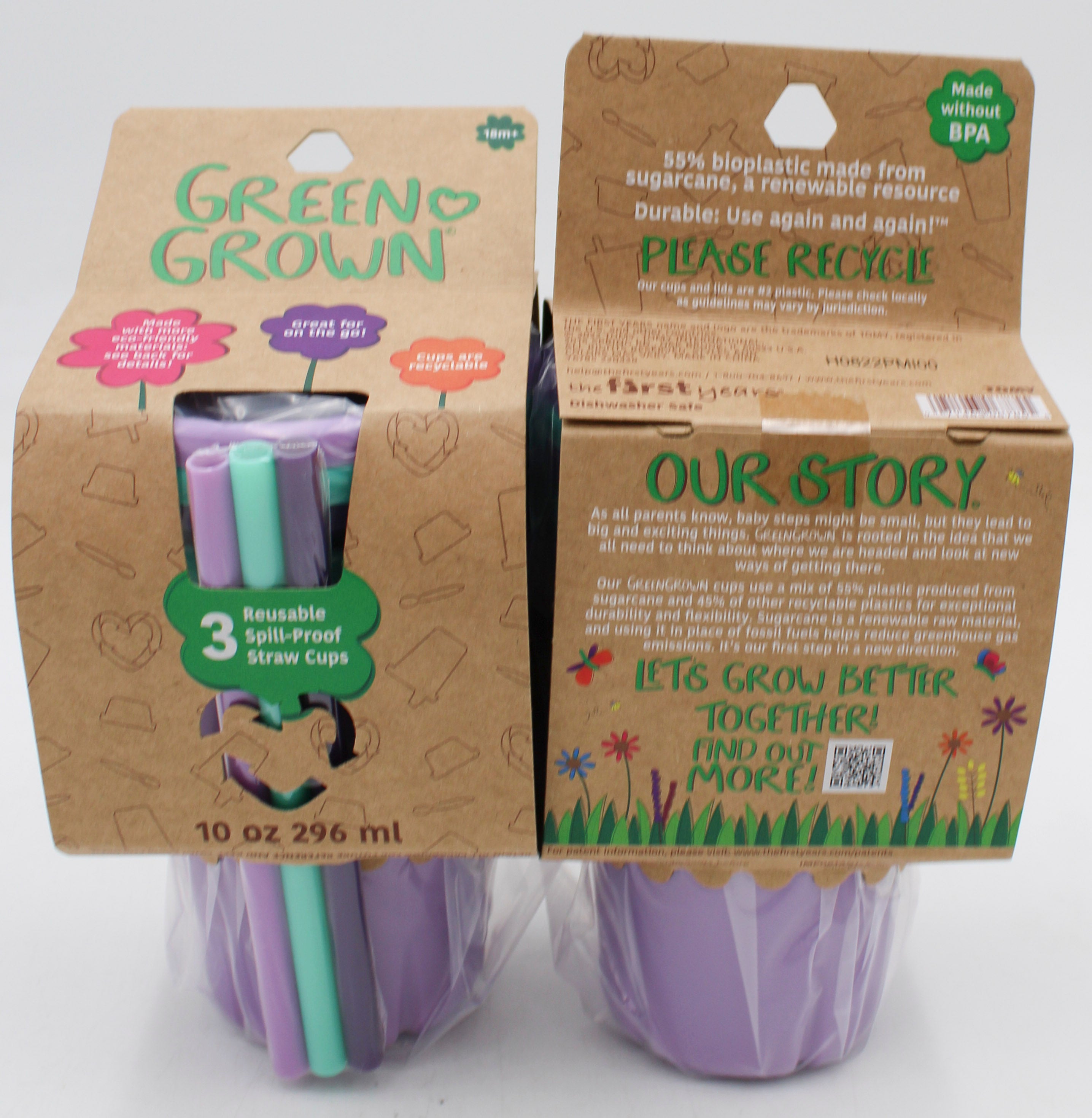 6PK GREEN GROWN STRAW CUPS - GIRL