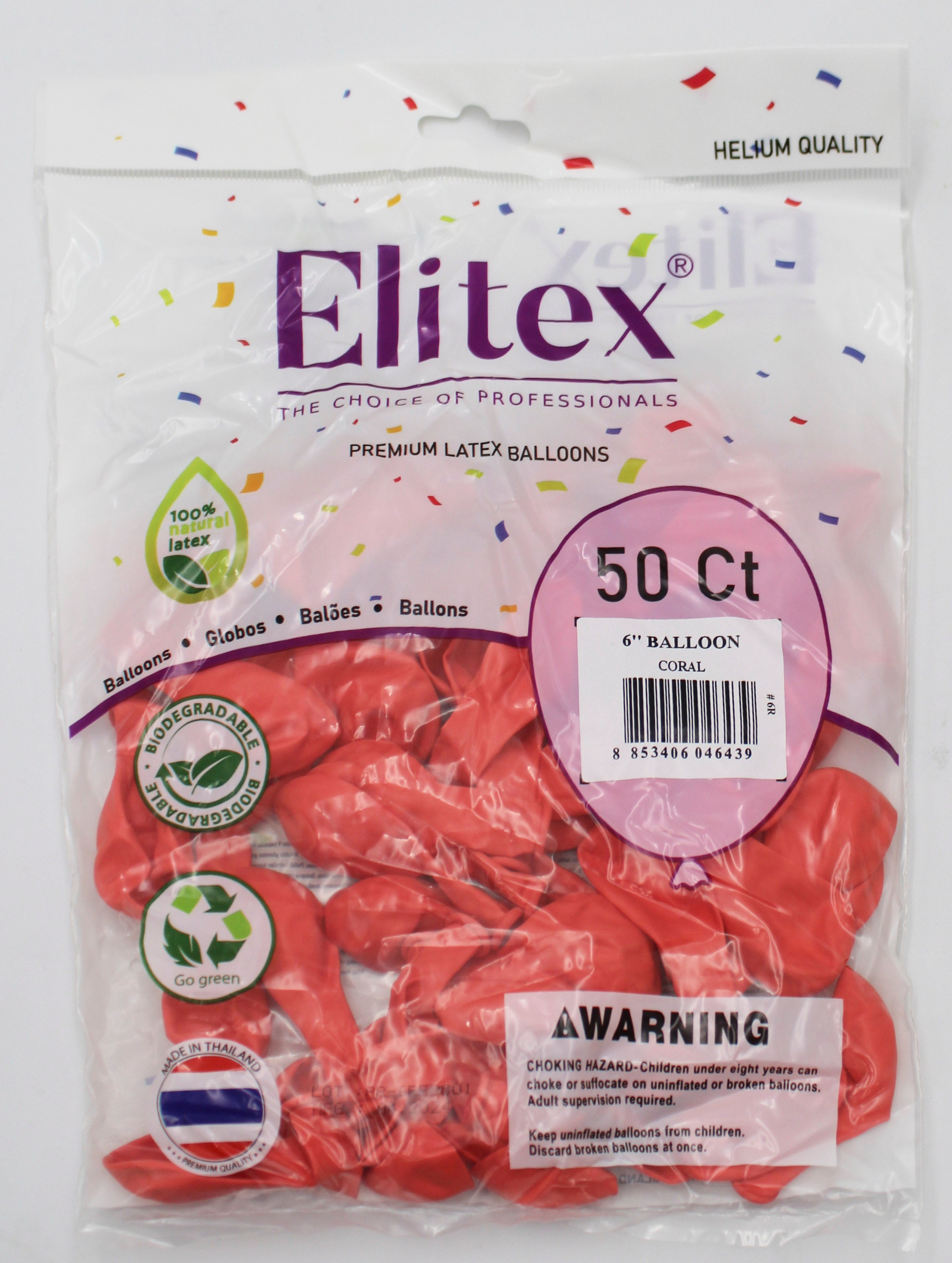 ELITEX 6" PASTEL CORAL ROUND BALLOON, 50 PACK