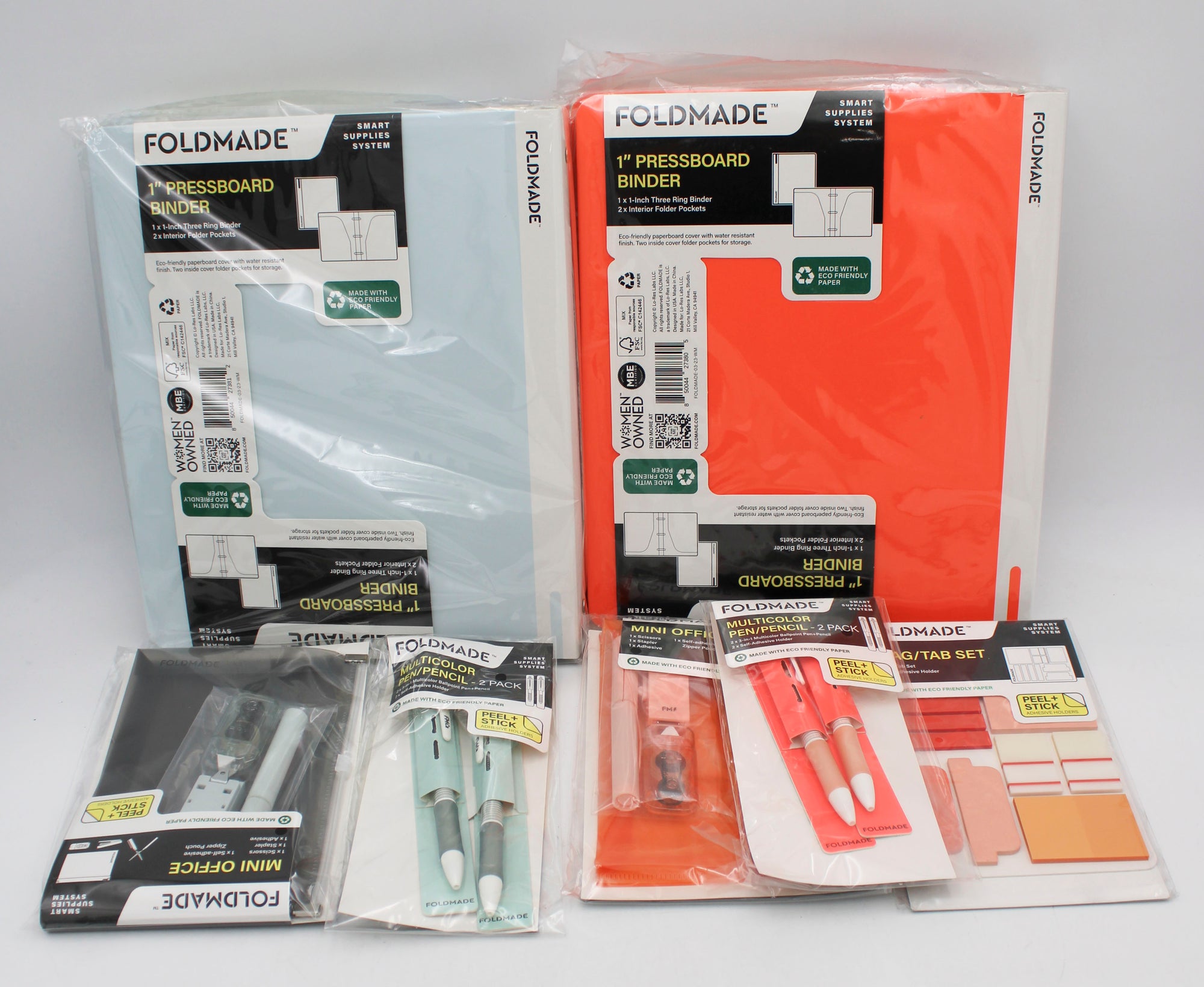 1" PRESSBOARD BINDER W/2pc OFFICE SET ASSORTED.