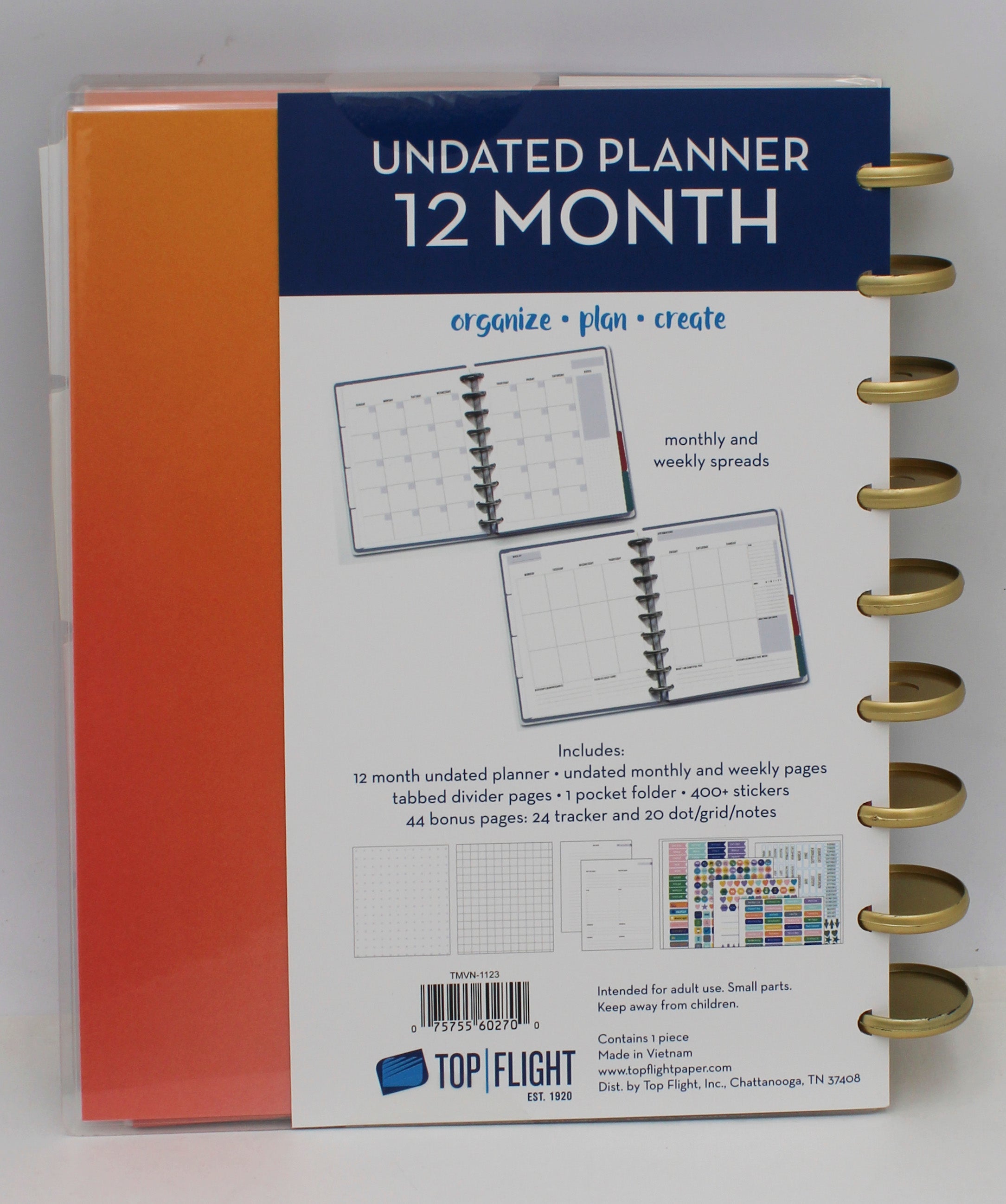 TOP FLIGHT LIGHT SHINE 12MO UNDATED DISC PLANNER 7.5" X 9.5"