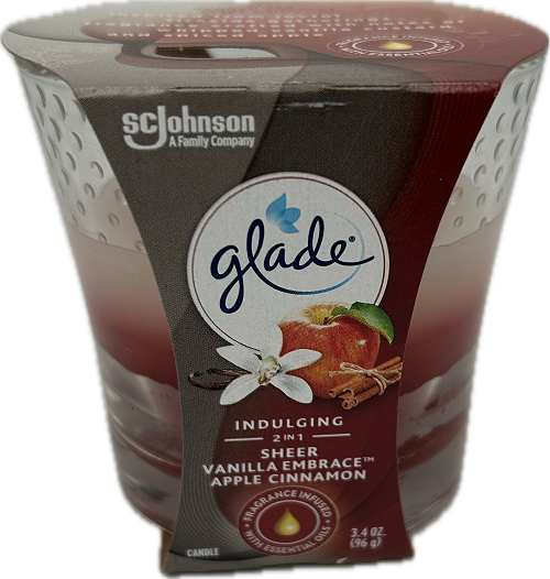 GLADE 2 IN 1 CANDLE SHEER VANILLA EMBRACE + APPLE CINNAMON 3.4oz US