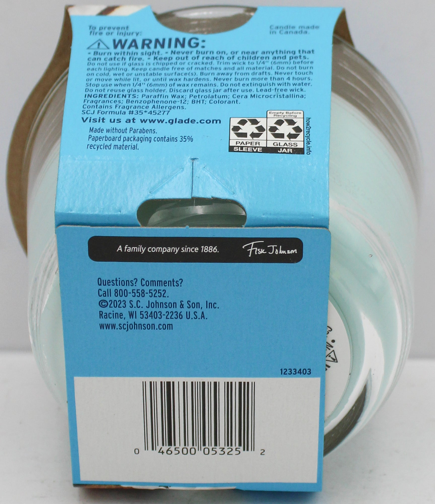 GLADE 3-WICK CANDLE COOL COCONUT 6.8oz US