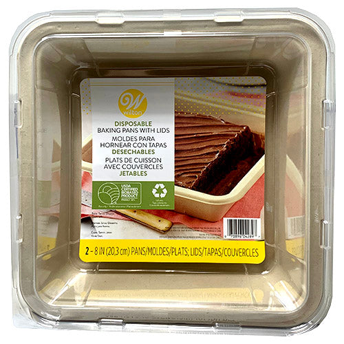 DISPOSBLE BAKING PAN 8"/2CT W/LIDS.