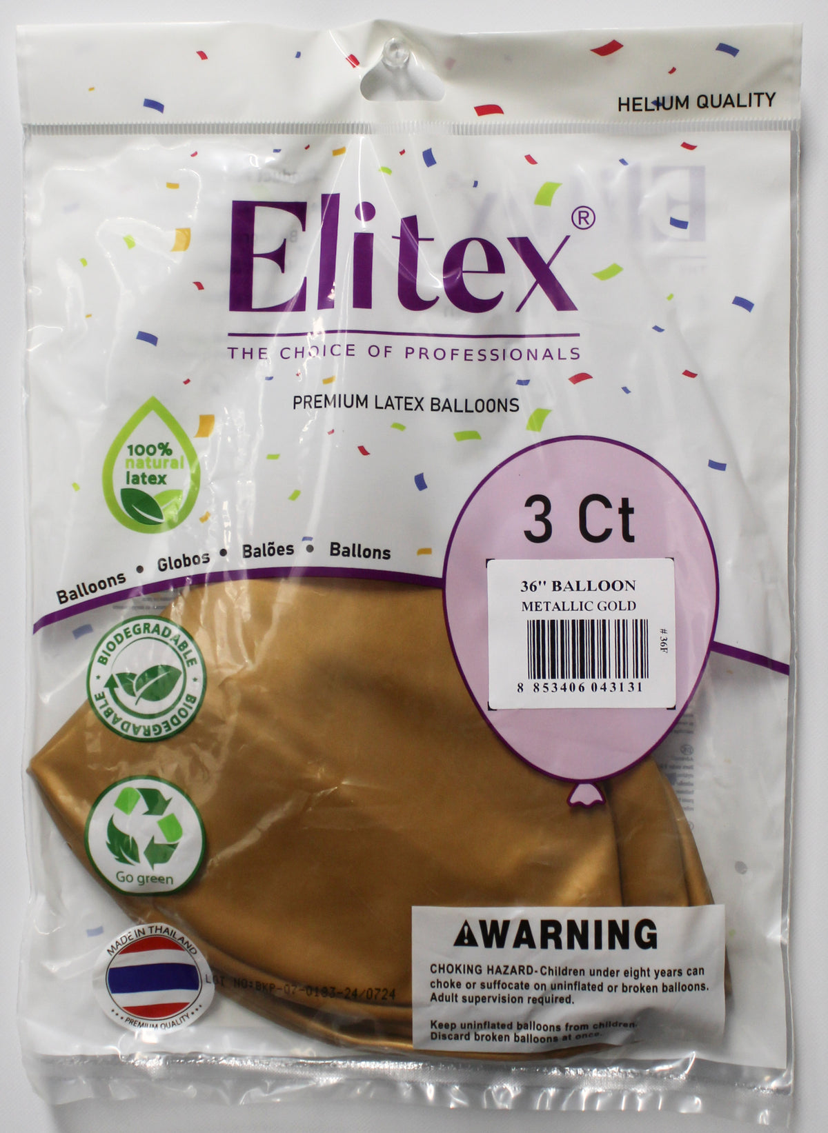 ELITEX 36" METALLIC GOLD ROUND BALLOON, 3 PACK