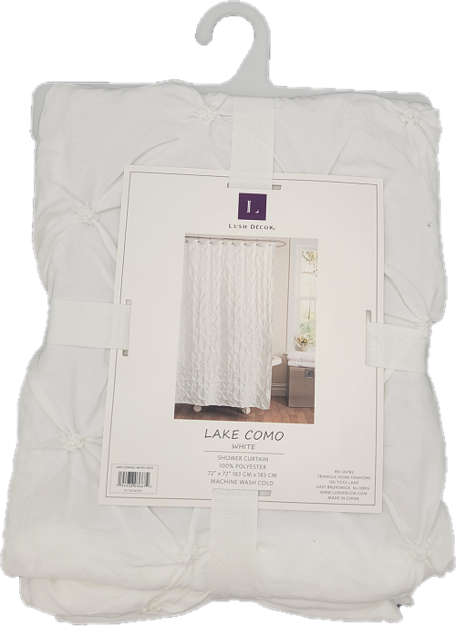 LUSH DECOR LAKE COMO SHOWER CURTAIN 72"x72" WHITE  NI