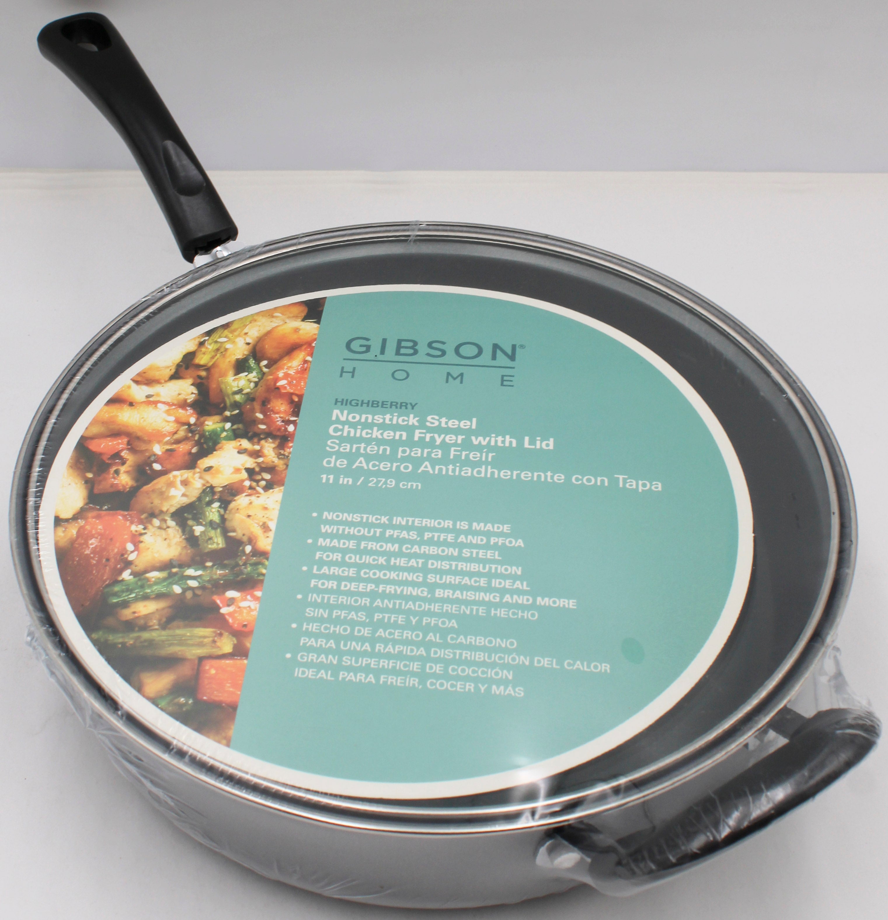 GIBSON HOME HIGHBERRY 11in NON-STICK CHICKEN FRYER W/ LID NI