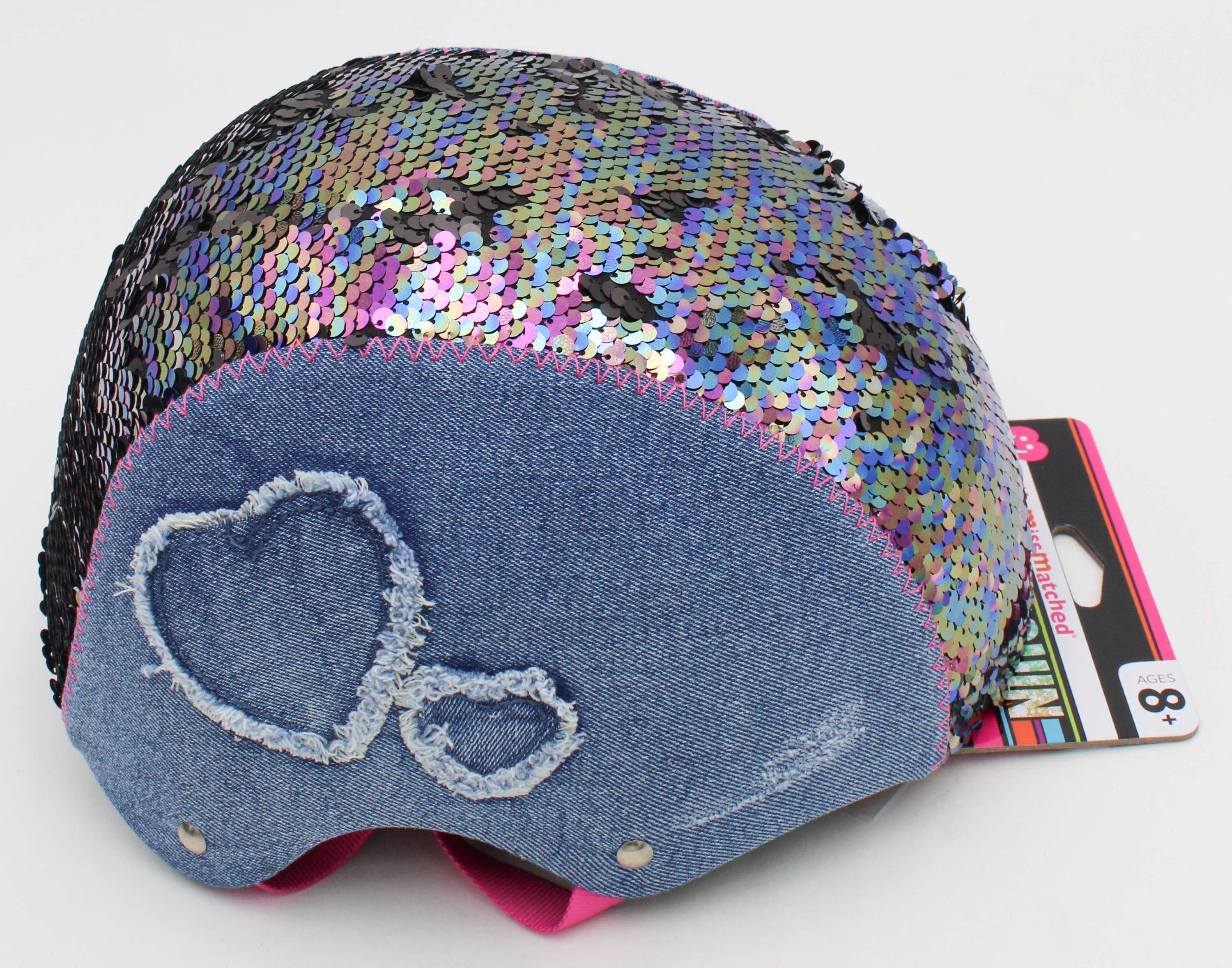 LITTLE MISS MATCHED DENIM & SEQUIN HELMET 8+