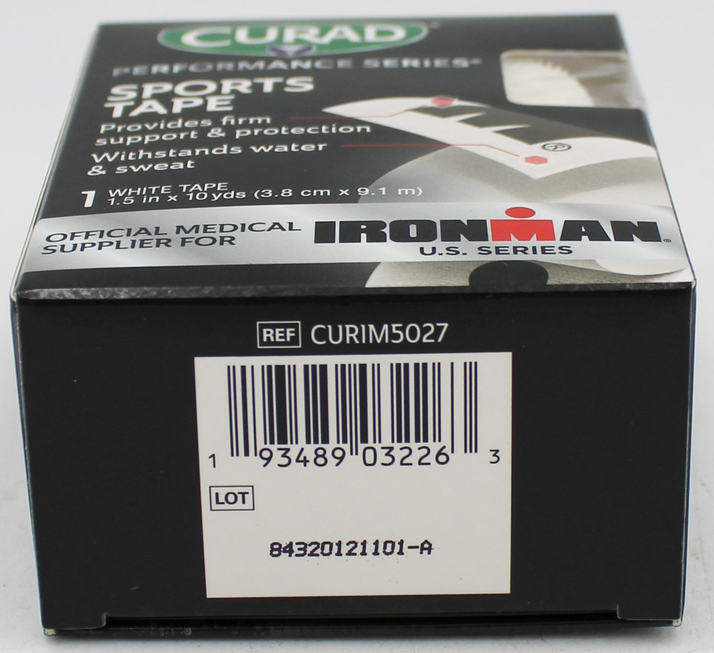 CURAD SPORTS TAPE WHITE W/ BLACK 1ct 1.5"x10yds NI