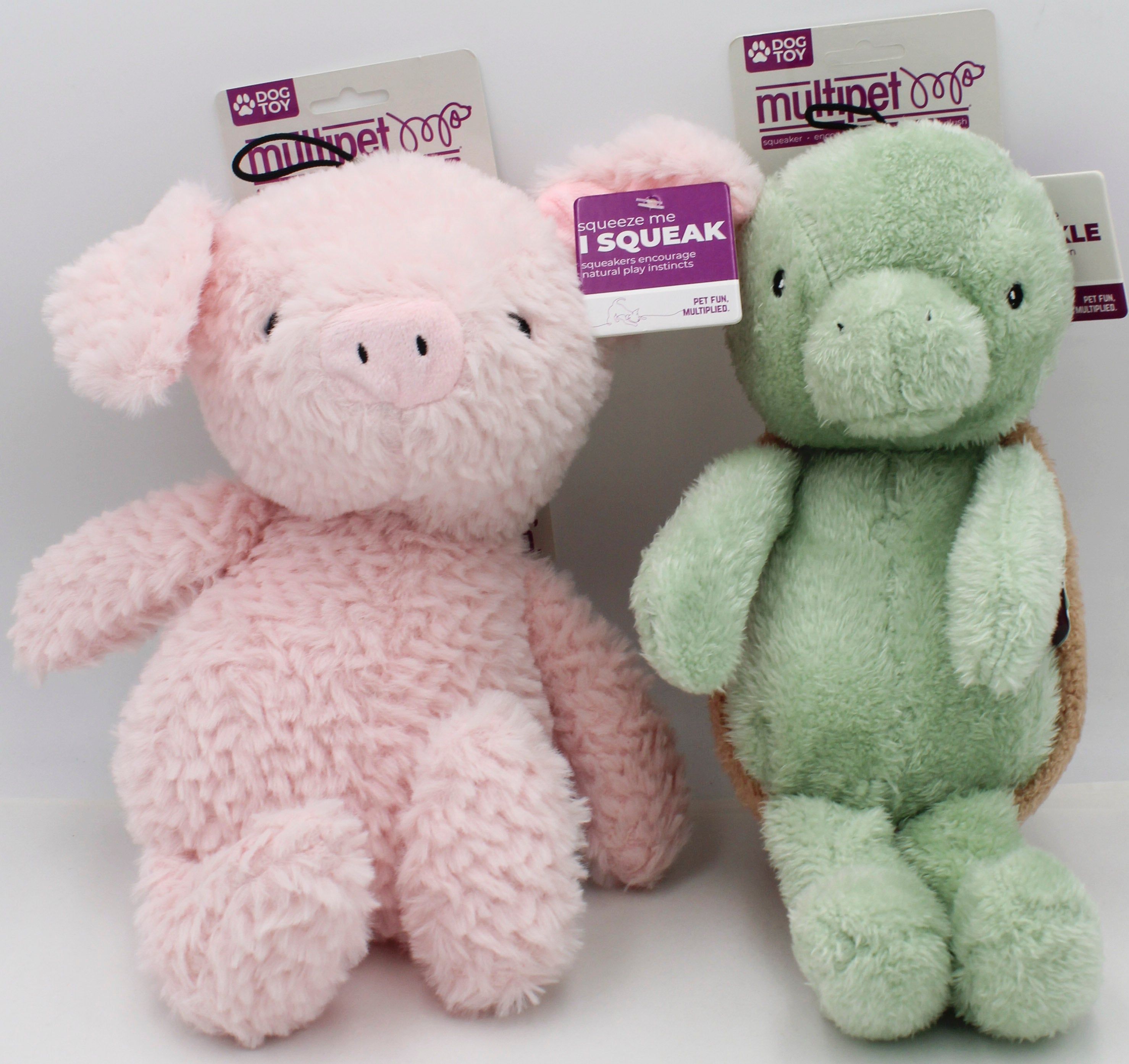 MULTIPET SITTING PIG & TURTLE DOG TOY - 12"