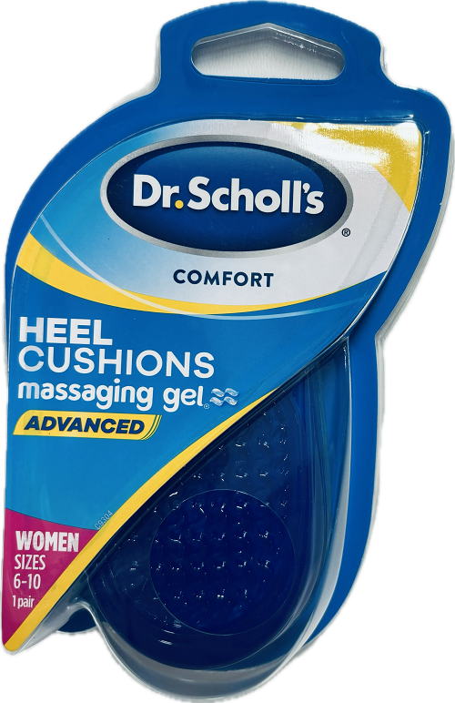 DR SCHOLL'S COMFORT HEEL CUSHIONS MASSAGING GEL 1PAIR WOMEN SIZES 6-10