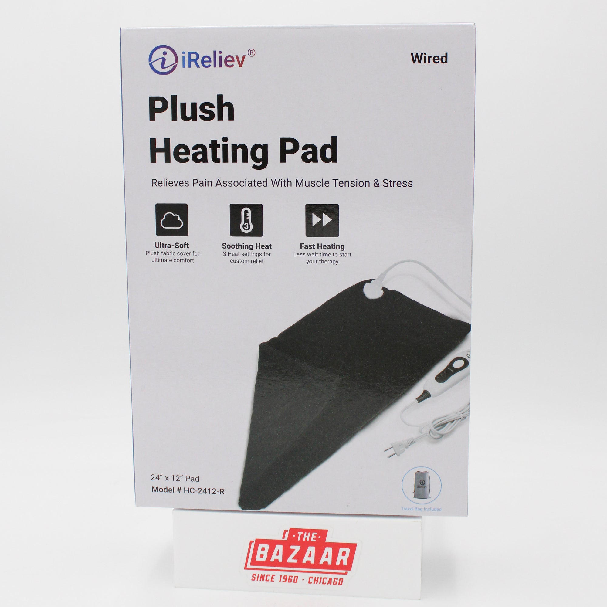 IRELIEVE MOIST/DRY PLUSH HEATING PAD  24" x 12"
