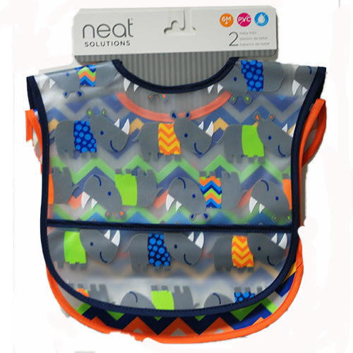 NEAT SOLUTIONS PLAS.BABY BIB 2CT-RHINOS/ZIGZAGS (6 MOS +) NI
