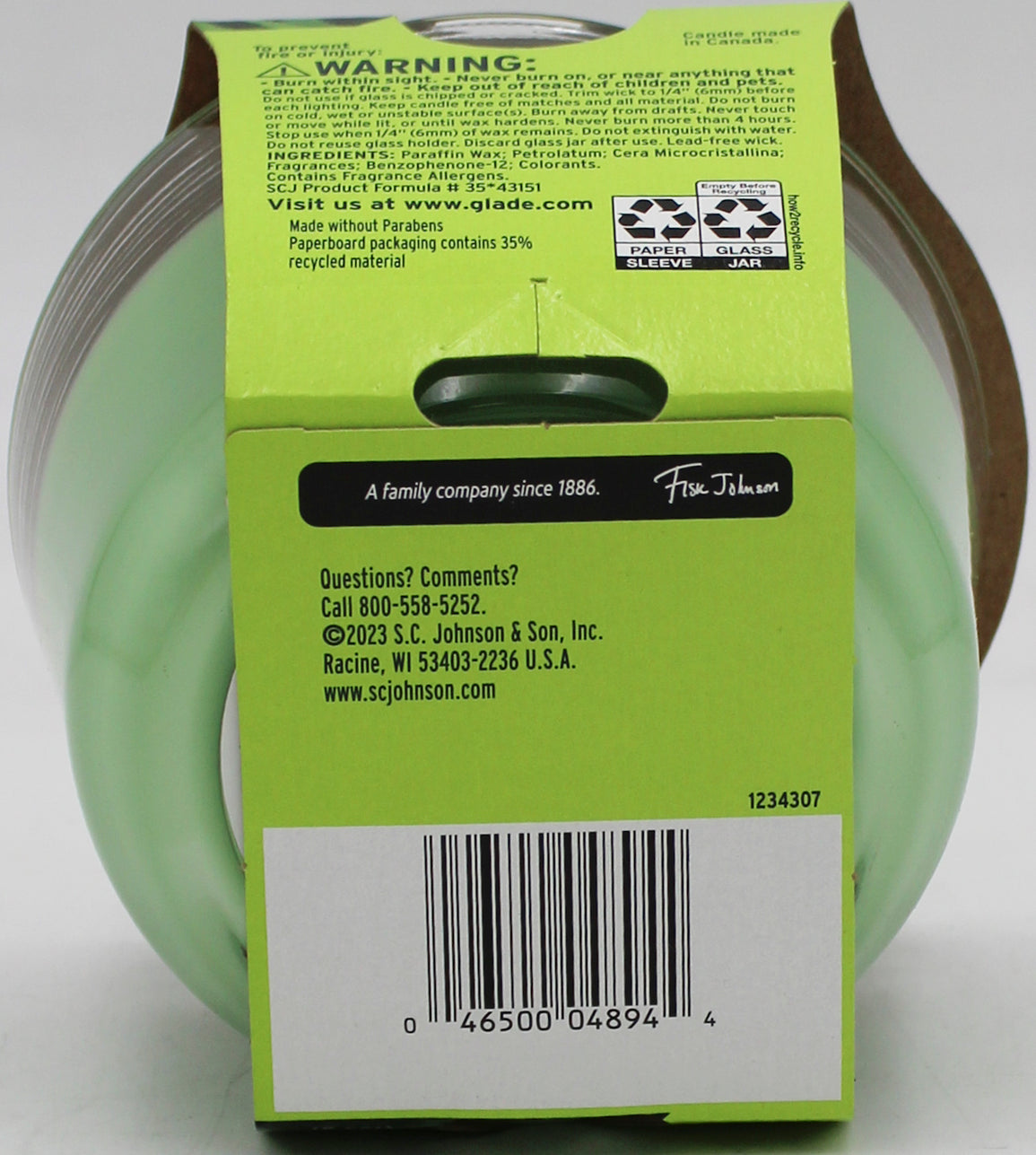 GLADE 3-WICK CANDLE FRESH CONFIDENCE 6.8oz US