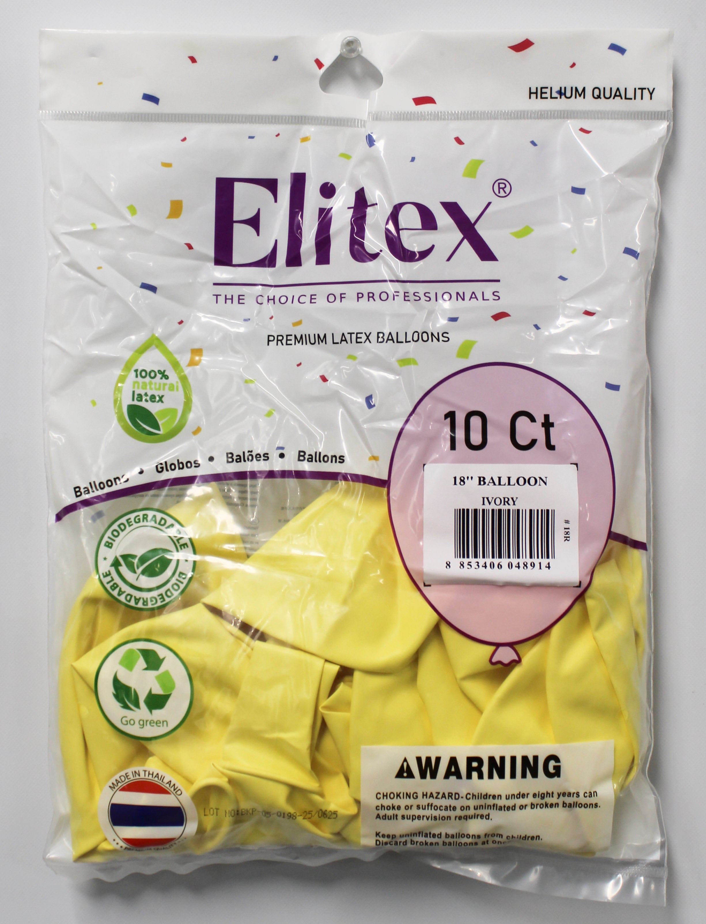 ELITEX 18" PASTEL IVORY ROUND BALLOON, 10 PACK